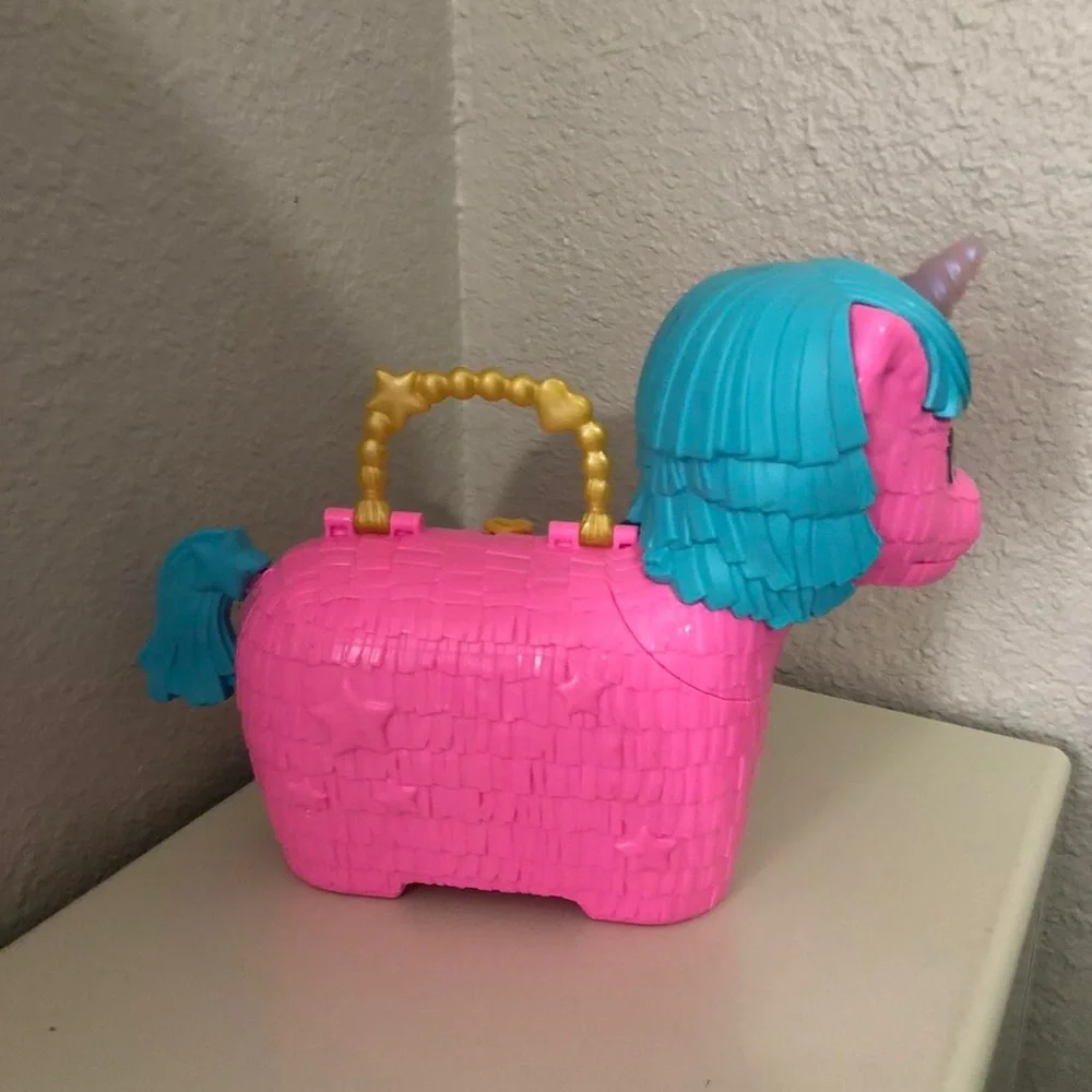 Polly Pocket Pinata Unicorn Party Play Set Carry Case Toy Pink Partilandia